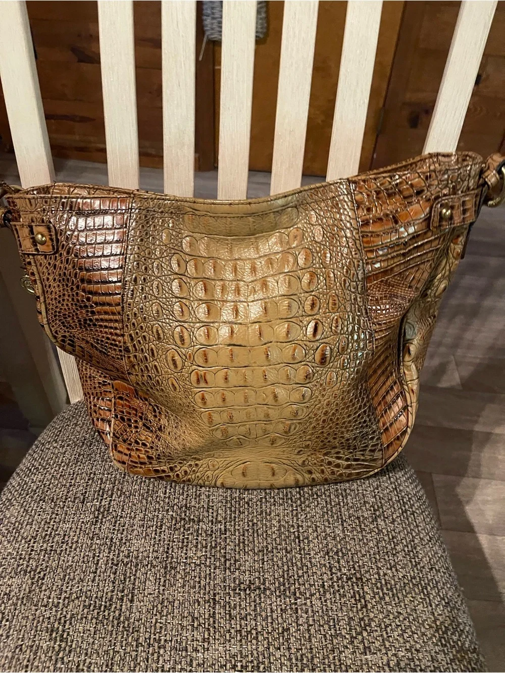 Women's Braham Croc-Embossed Hobo Bag in Brown